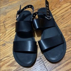 Black leather sandals
